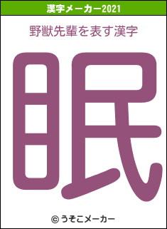 野獣先輩の2021年の漢字メーカー結果