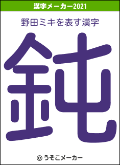 野田ミキの2021年の漢字メーカー結果