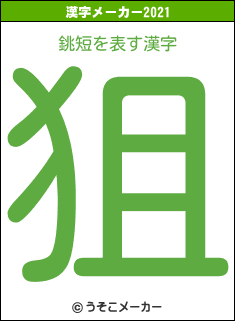 銚短の2021年の漢字メーカー結果