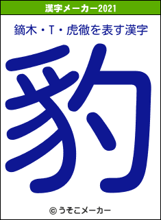 鏑木・T・虎徹の2021年の漢字メーカー結果