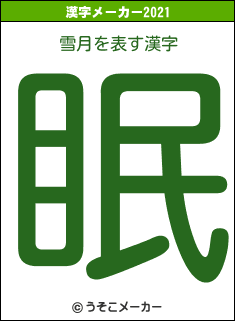 雪月の2021年の漢字メーカー結果