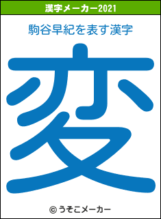 駒谷早紀の2021年の漢字メーカー結果