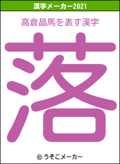 高倉晶馬の2021年の漢字メーカー結果