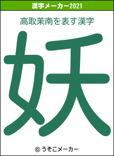 高取茉南の2021年の漢字メーカー結果