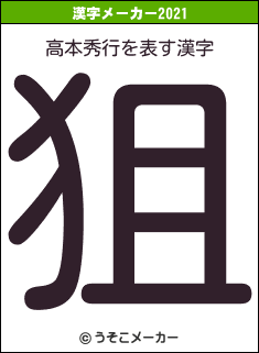 高本秀行の2021年の漢字メーカー結果