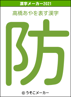 高橋あやの2021年の漢字メーカー結果