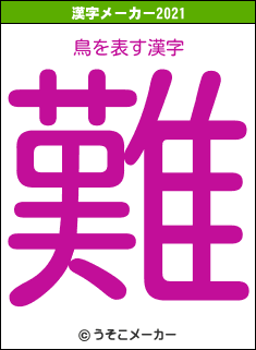 鳥の2021年の漢字メーカー結果