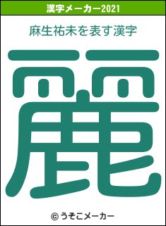 麻生祐未の2021年の漢字メーカー結果