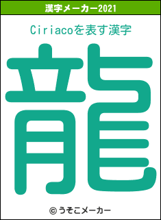 Ciriacoの2021年の漢字メーカー結果