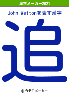 John Wettonの2021年の漢字メーカー結果