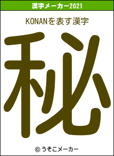 KONANの2021年の漢字メーカー結果