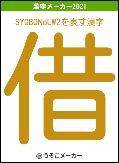 SYOBONoLW2の2021年の漢字メーカー結果