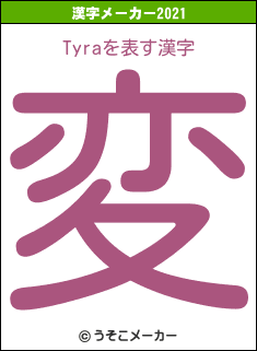 Tyraの2021年の漢字メーカー結果