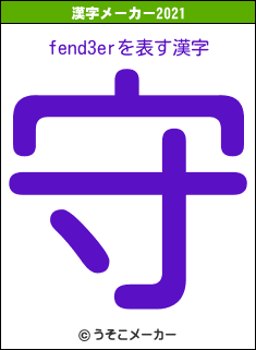 fend3erの2021年の漢字メーカー結果