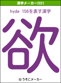 hyde 156の2021年の漢字メーカー結果