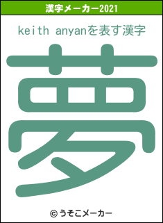 keith anyanの2021年の漢字メーカー結果