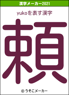 yukoの2021年の漢字メーカー結果