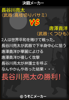 長谷川亮太と唐澤貴洋の決闘