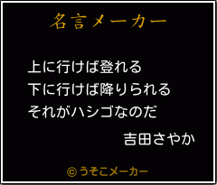 吉田さやかの名言 上に行けば登れる 下に行けば降りられる それがハシゴなのだ