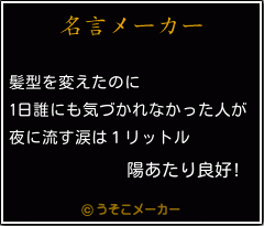 陽あたり良好 の名言 髪型を変えたのに 1日誰にも気づかれなかった人が 夜に流す涙は１リットル