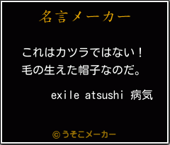 Exile Atsushi 病気の名言 これはカツラではない 毛の生えた帽子なのだ