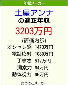 土屋アンナの年収メーカー結果