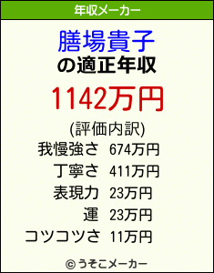 膳場貴子の年収メーカー結果