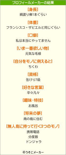 のプロフィールメーカー結果