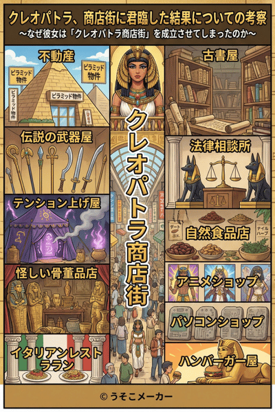 クレオパトラ、商店街に君臨した結果についての考察