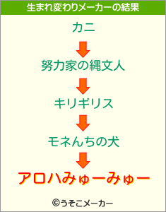 アロハみゅーみゅーの生まれ変わりメーカー結果