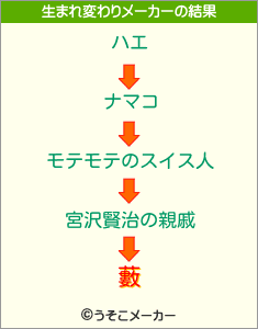 藪の生まれ変わりメーカー結果