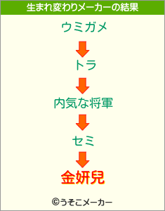 金妍兒の生まれ変わりメーカー結果