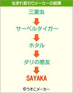 SAYAKAの生まれ変わりメーカー結果