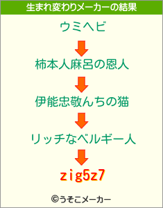 zig5z7の生まれ変わりメーカー結果