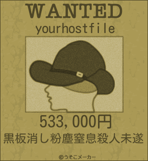 yourhostfileのウォンテッドメーカー結果