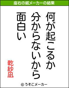 乾紗凪の座右の銘メーカー結果