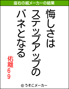 佑離69の座右の銘メーカー結果