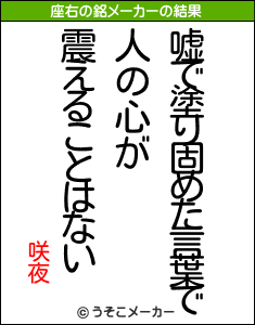 咲夜の座右の銘メーカー結果