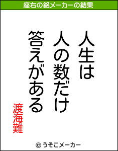 渡海難の座右の銘メーカー結果