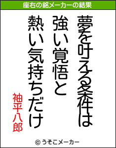 袖平八郎の座右の銘メーカー結果