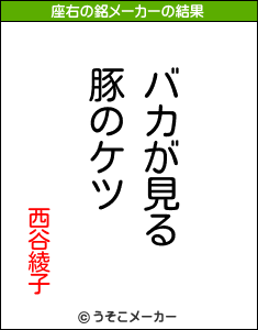 西谷綾子の座右の銘メーカー結果