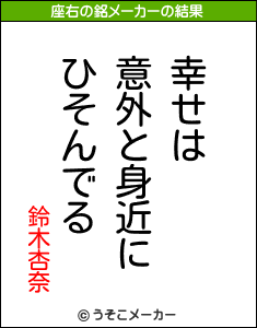 鈴木杏奈の座右の銘メーカー結果