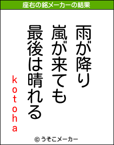 Kotohaの座右の銘は 雨が降り嵐が来ても最後は晴れる